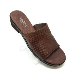 Walking Cradles Brown Leather Comfort Padded Slip On Sandals Brazil Womens 6 N